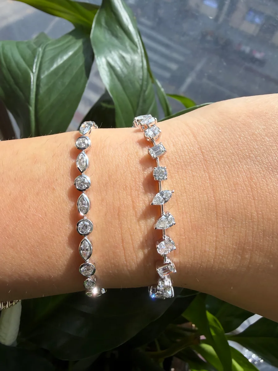 Mixed-shape diamond bracelets