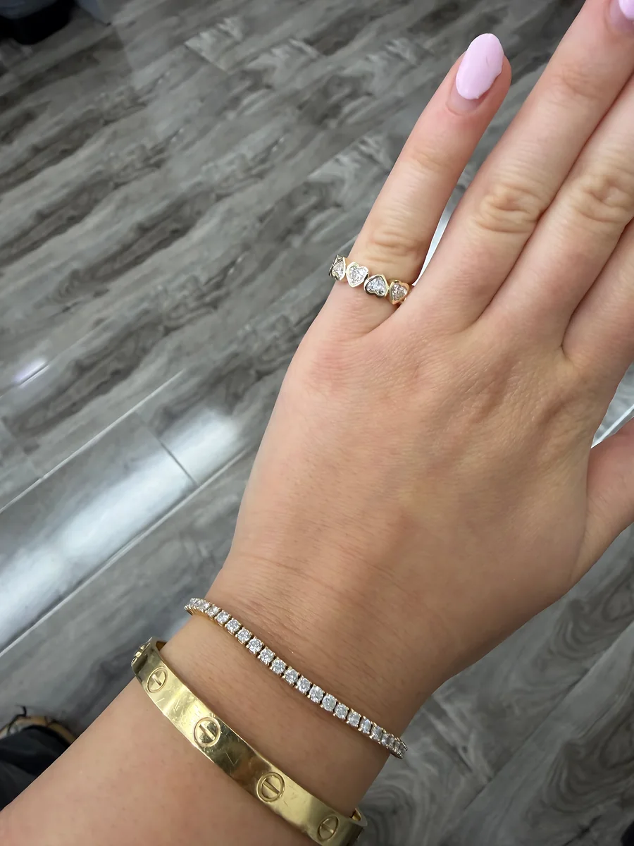 Heart bezel band with a diamond tennis bracelet