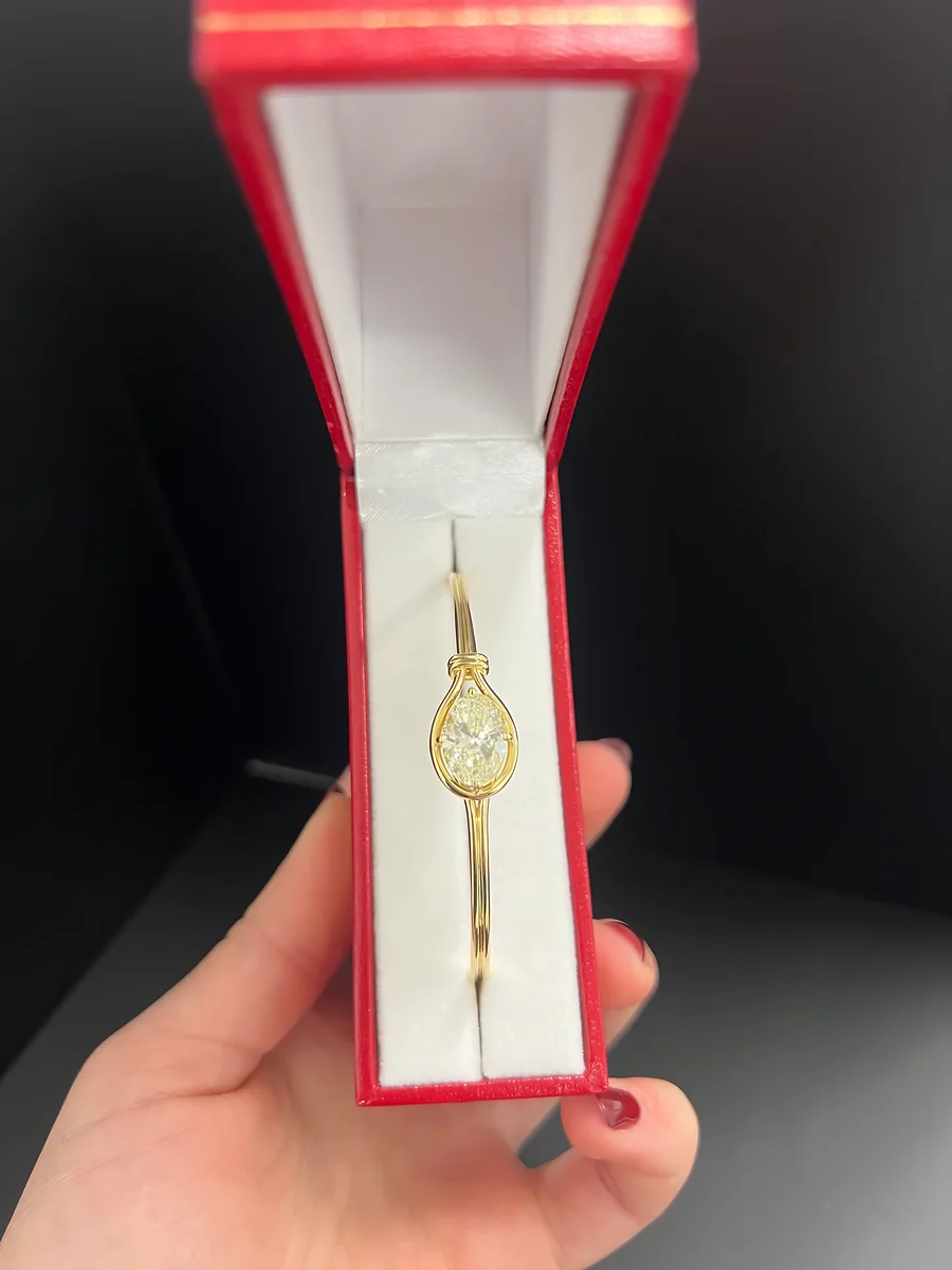 Oval diamond bangle, boxed