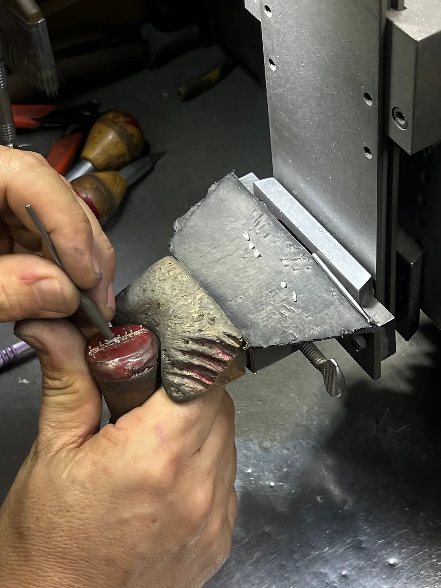 Setting stones at the bench